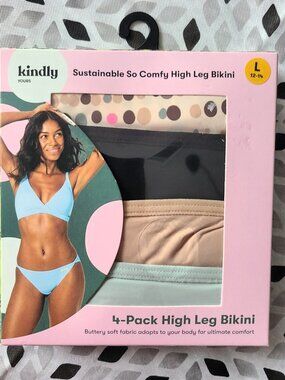 Kindly Yours Women’s So Comfy Micro High Leg Bikini Underwear 4-Pack Size L
